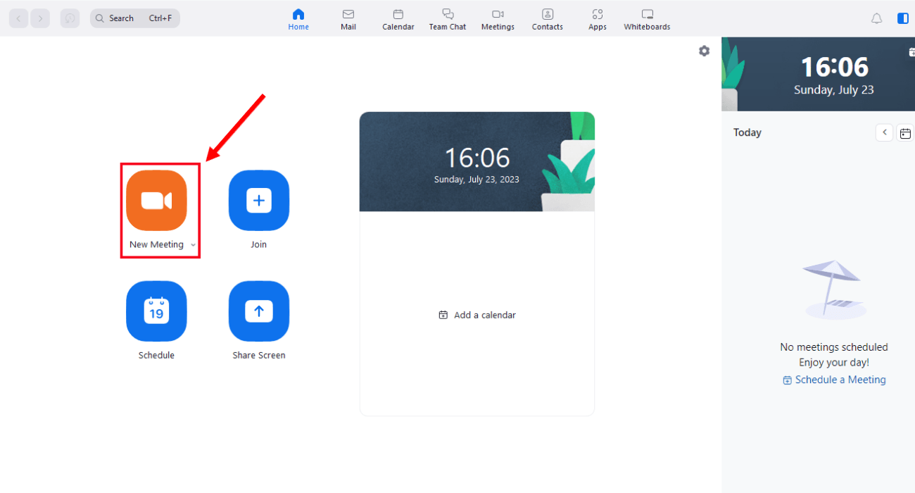 go to Zoom desktop client and select new meeting