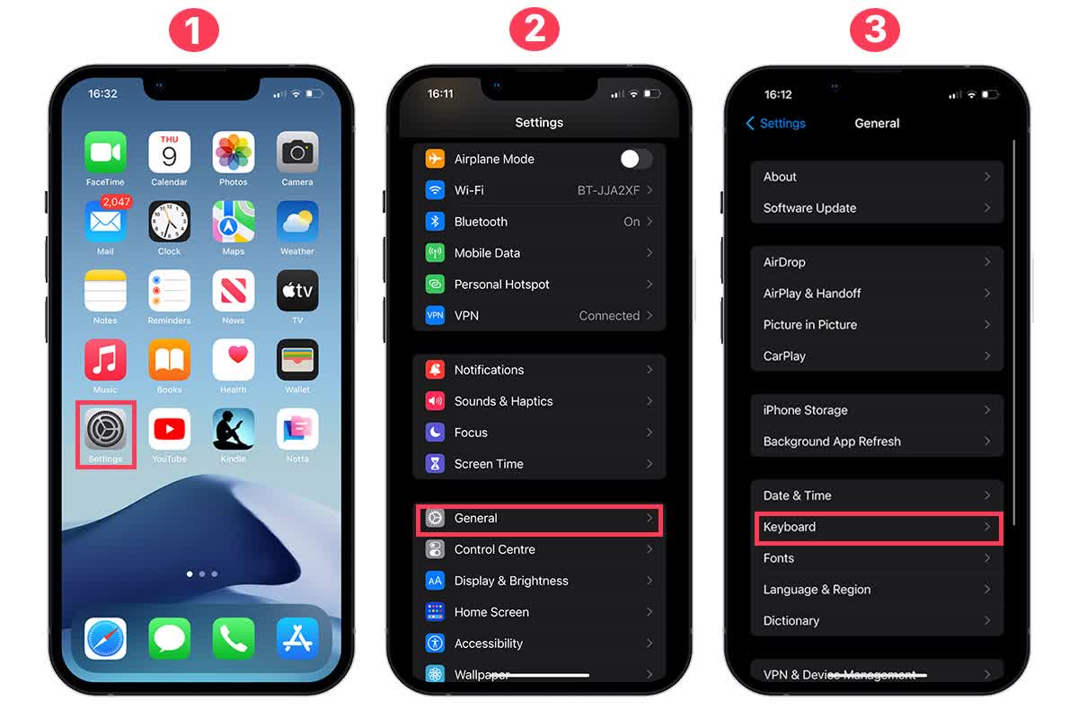 Scroll down, and tap ‘Keyboard.’