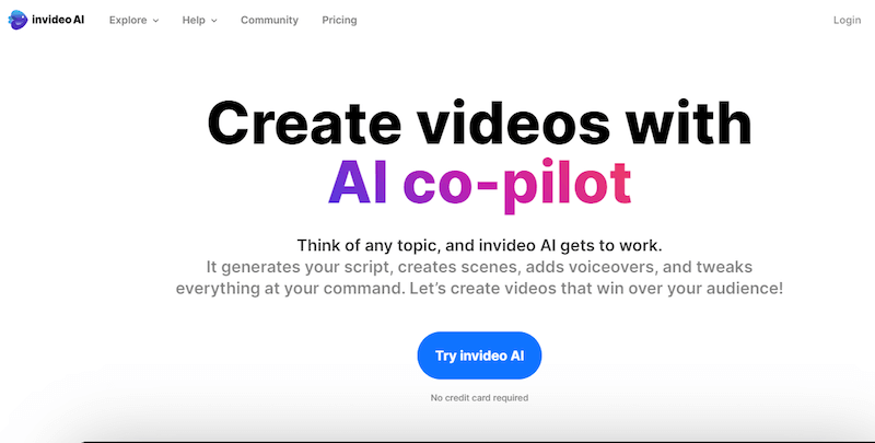 Invideo AI homepage