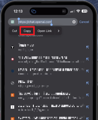 copy chatgpt url