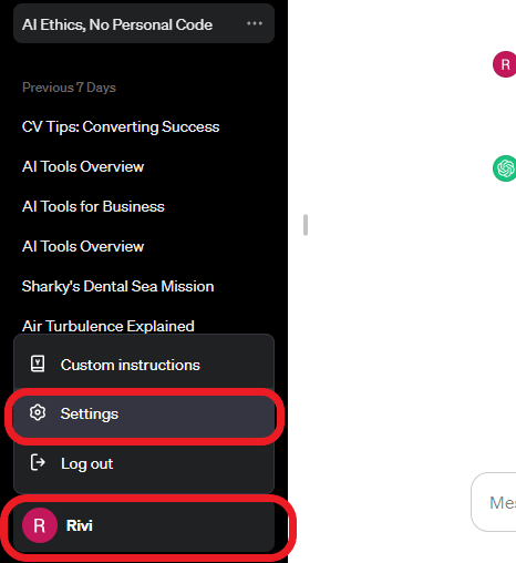 ChatGPT settings