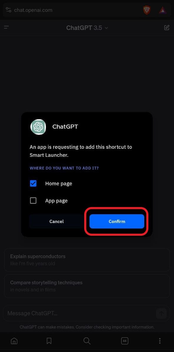 ChatGPT browser install shortcut