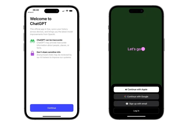 ChatGPT iPhone create account