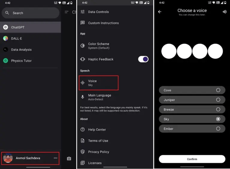 change voice in the ChatGPT app