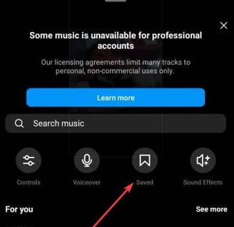 choose saved audio on Instagram