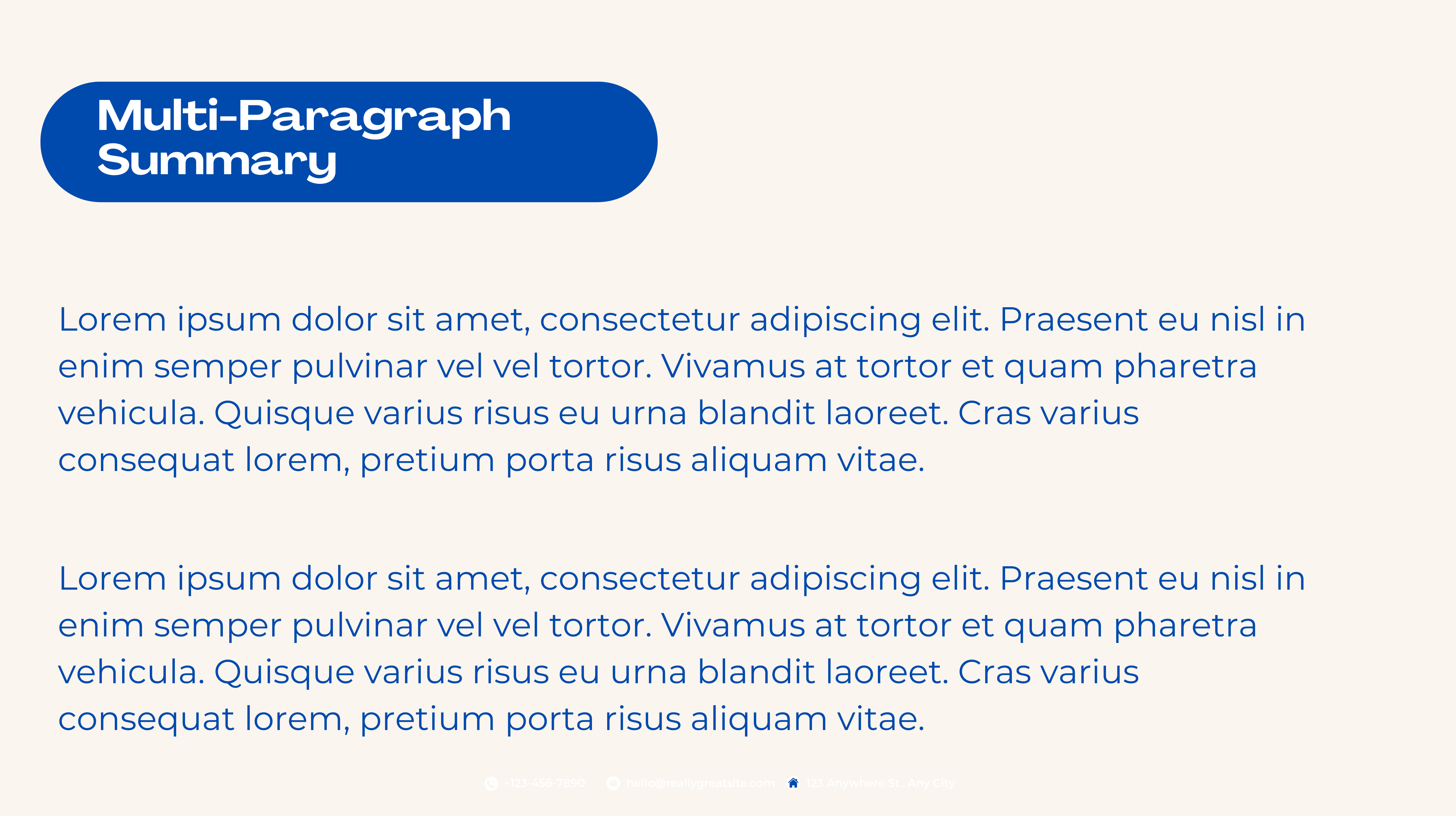 Multi-Paragraph summary format