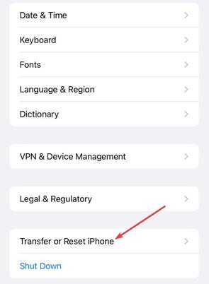 Transfer or Reset iPhone