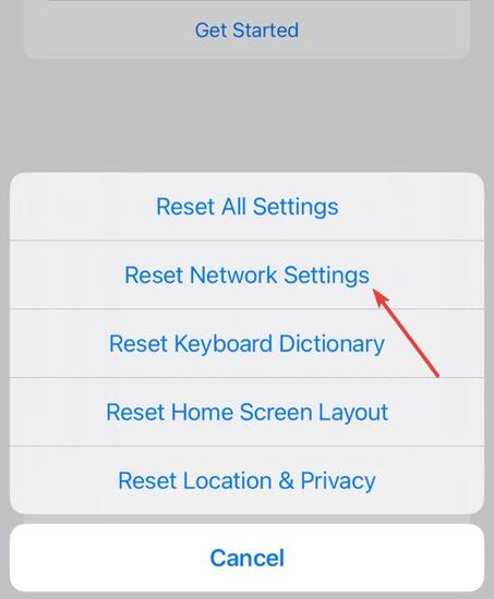select ‘Reset Network Settings’