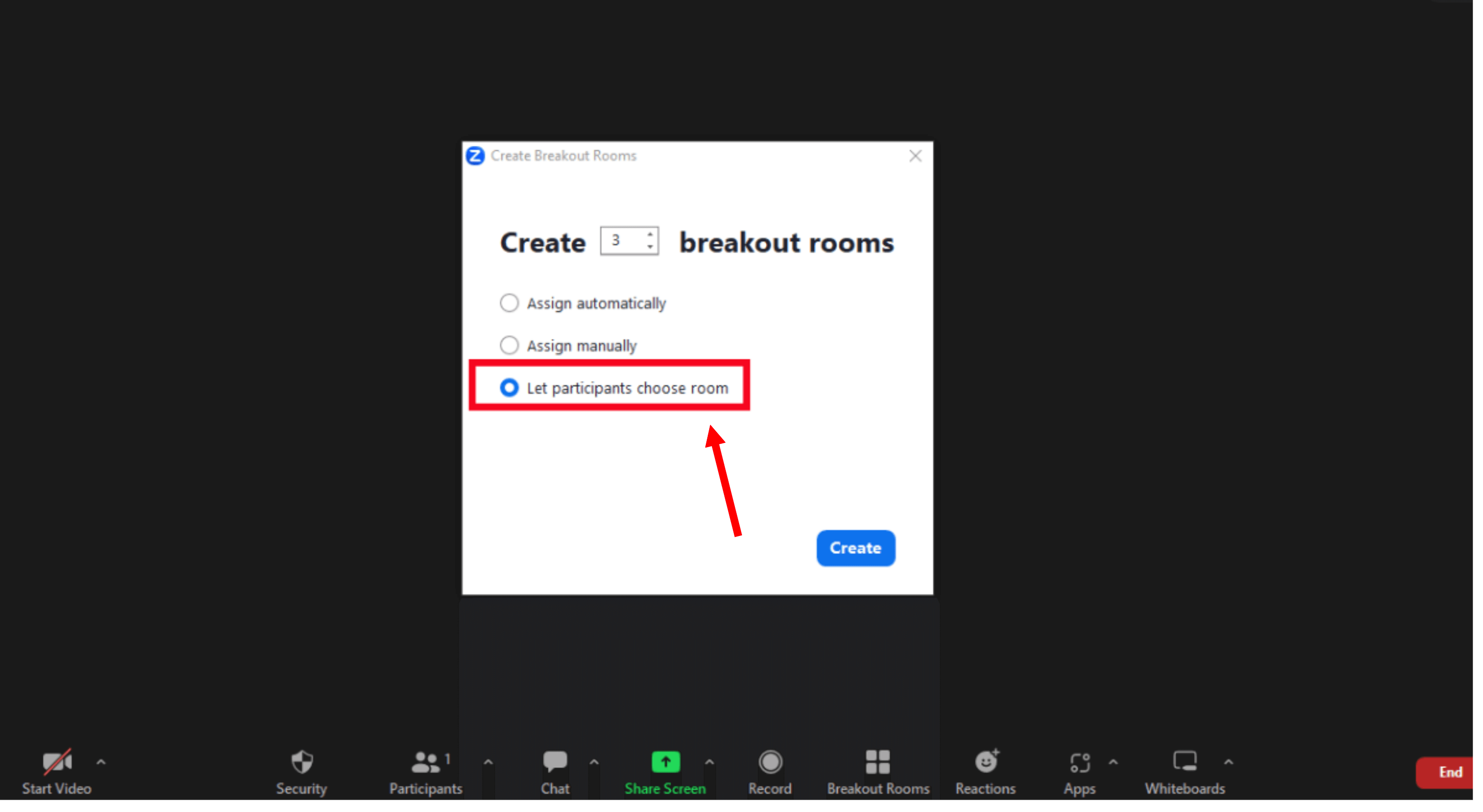 let participants choose breakout rooms