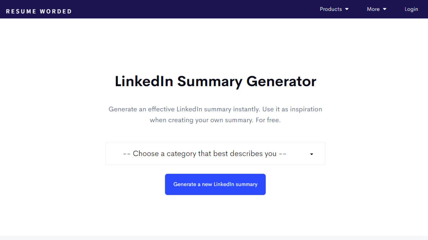 ResumeWorded LinkedIn summary generator