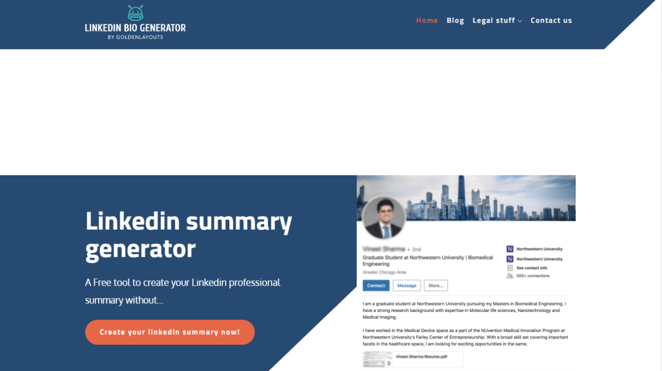 LinkedIn Bio Generator for different professions