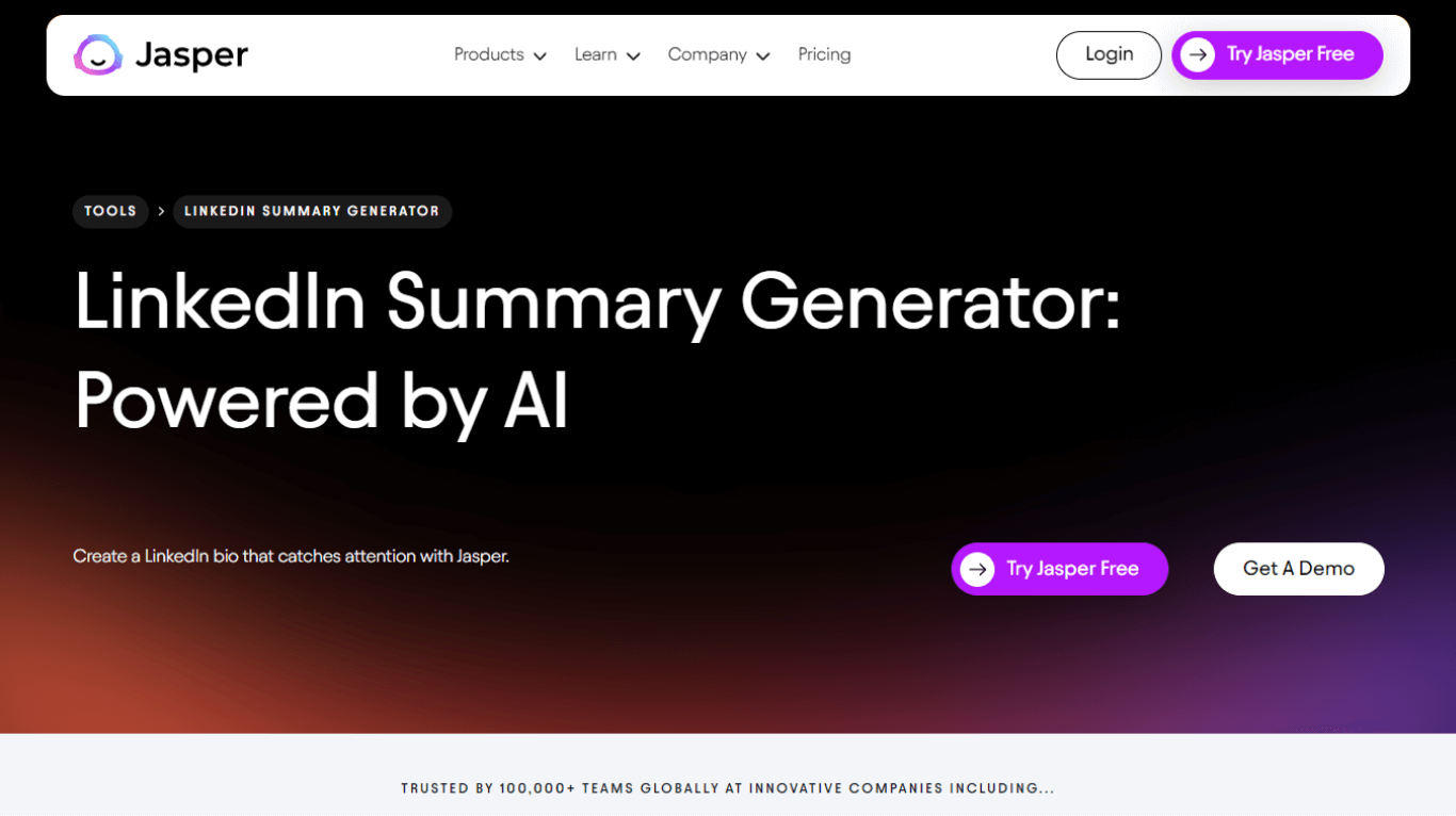 Jasper AI summary generator