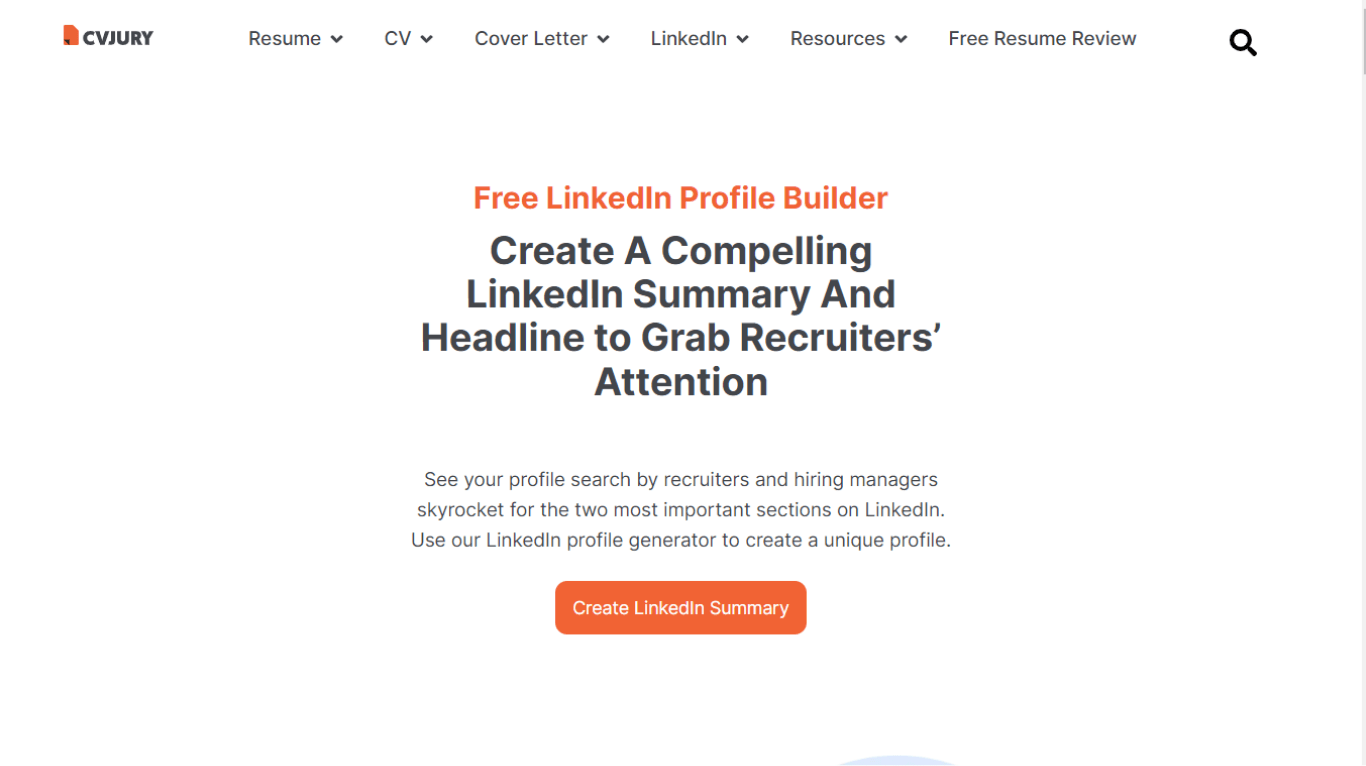 CVJURY LinkedIn profile builder