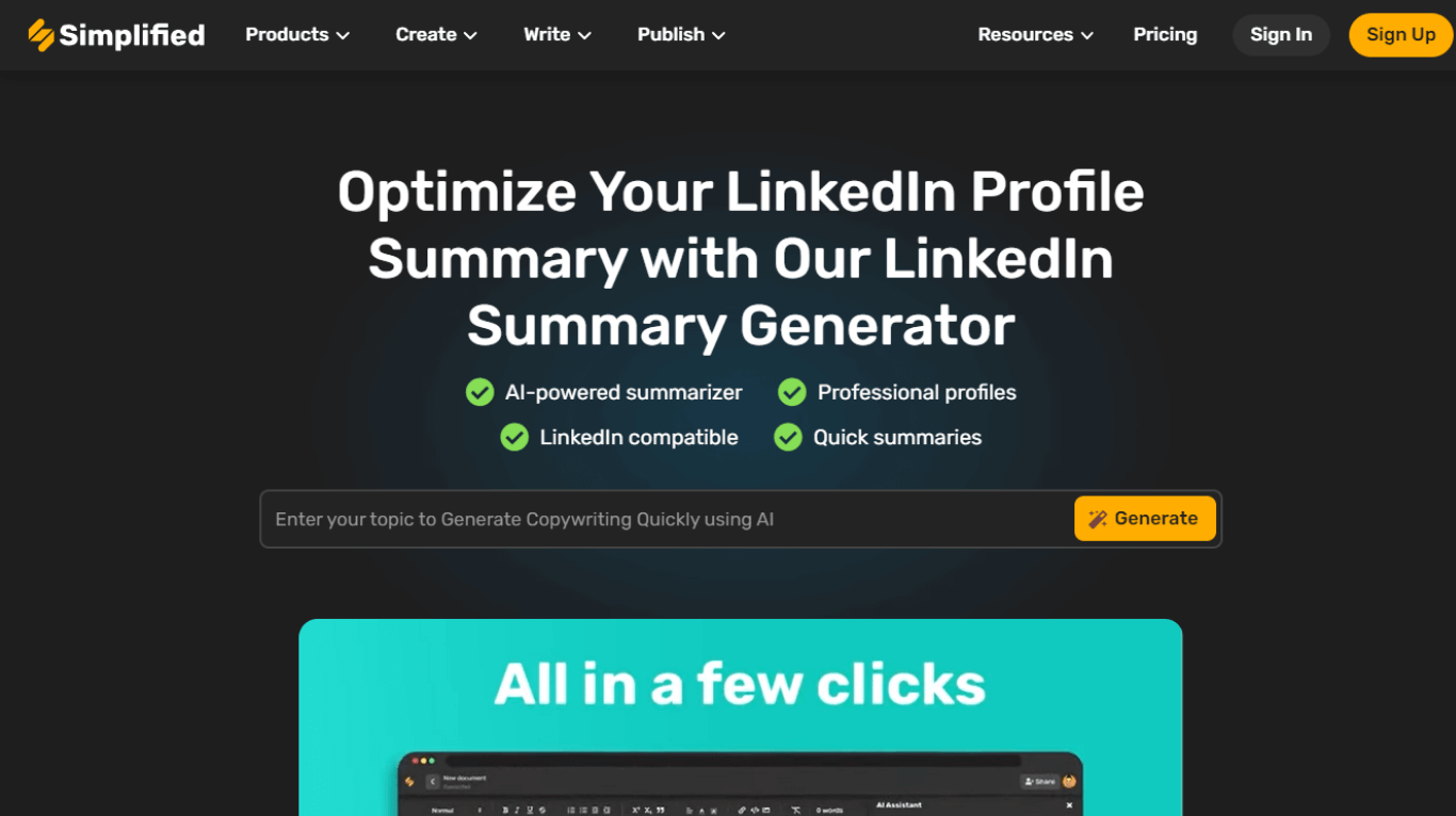 Simplified LinkedIn summary generator