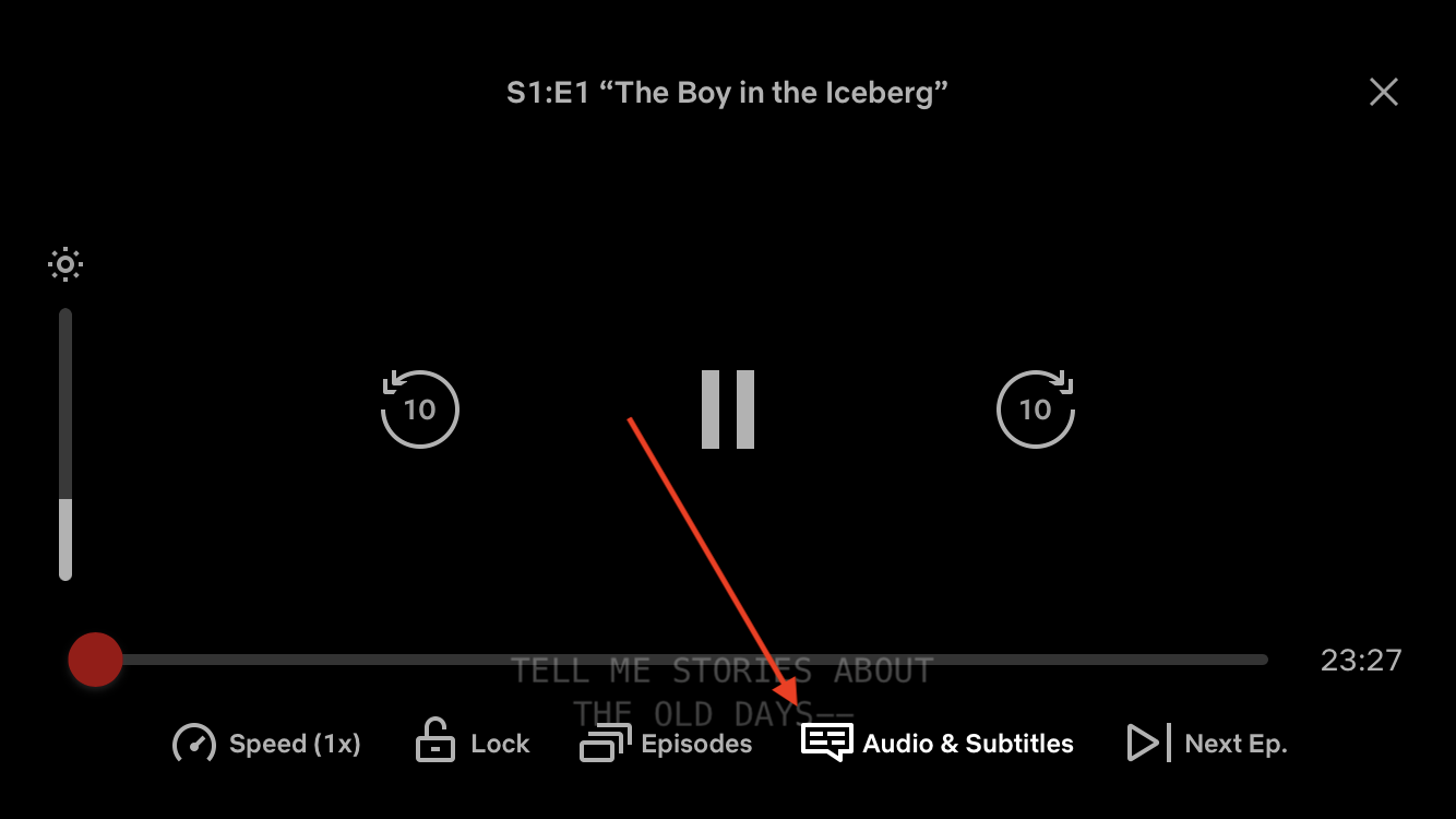 look for the audio and subtitles icon and select it