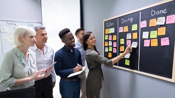 using walking the board method in a stand up meeting