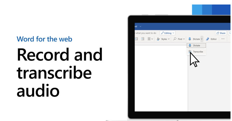 Microsoft transcribe allows writers to record audio directly into Word