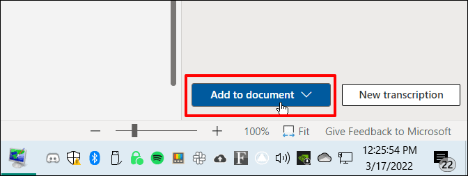 the ‘Add to Document’ option