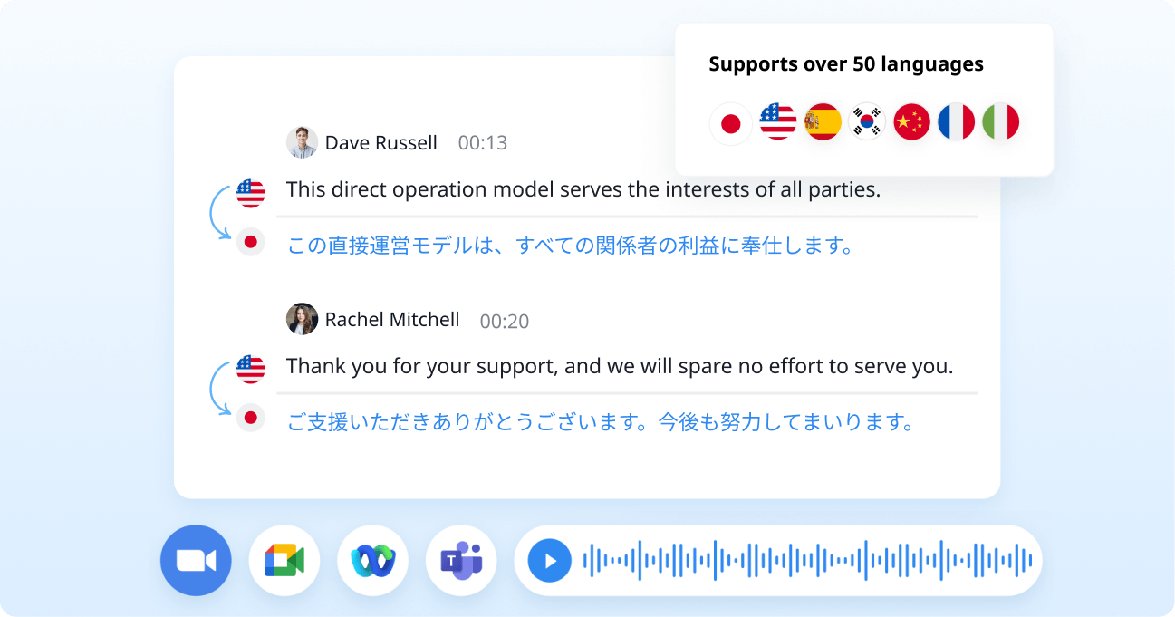 Use Notta to transcribe audio and video in multiple languages and translate text in preferred languages