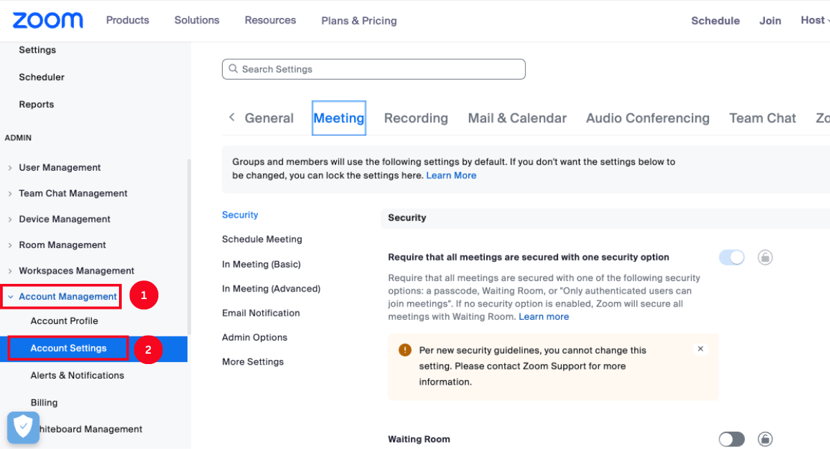 navigate to account management and account settings