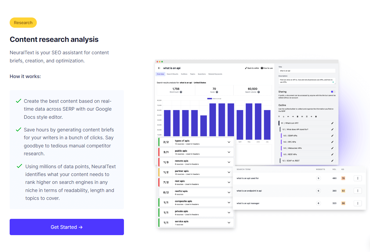 NeuralText’s homepage displaying an example content analysis workflow