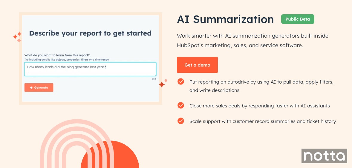 HubSpot AI summarization