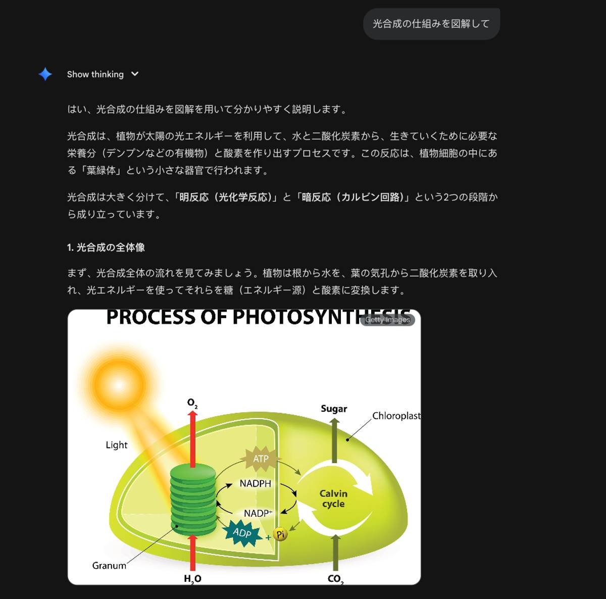 Nano Banana Proに「光合成の仕組みを図解して」を頼む