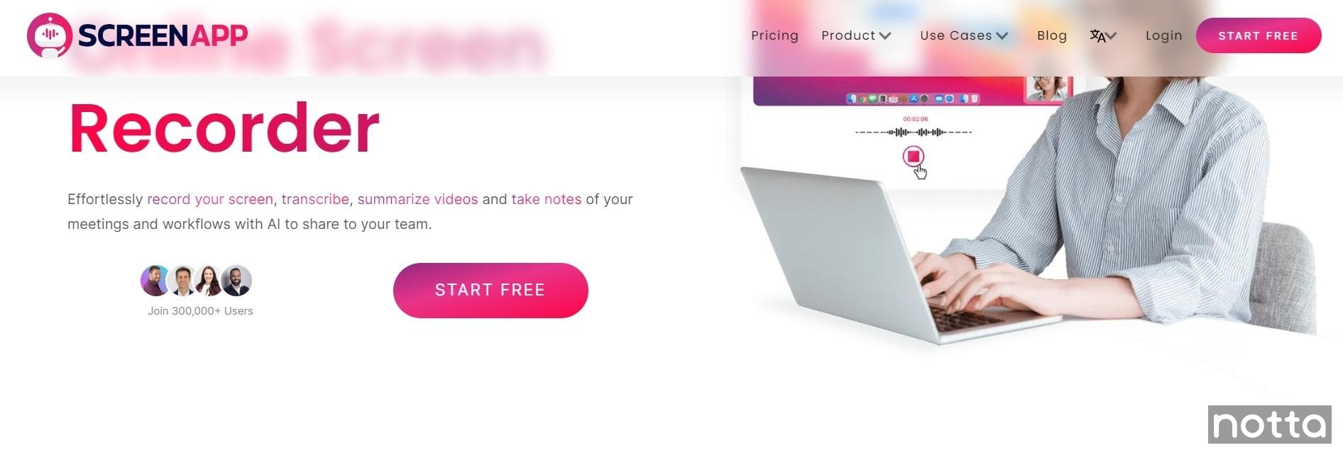 screenapp.io homepage