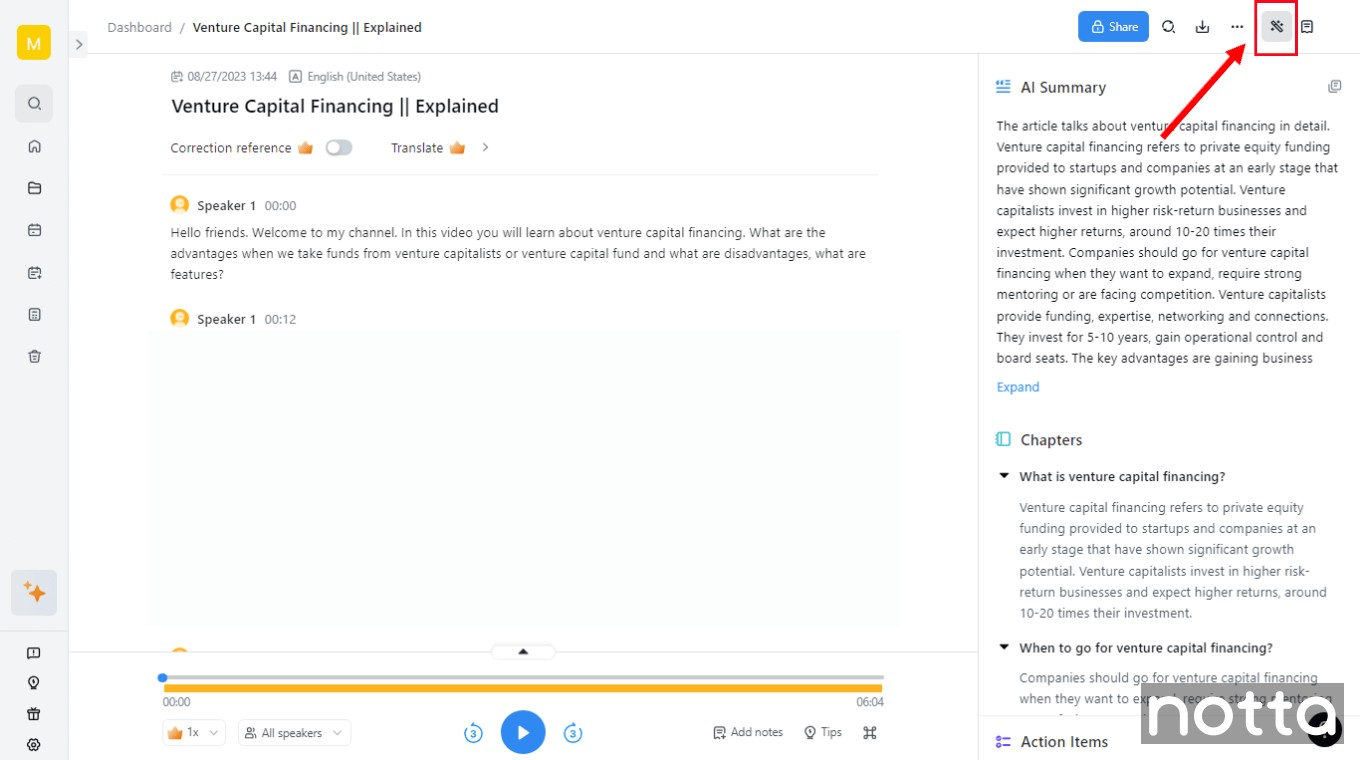 Click the AI Summary Generator icon to generate summaries