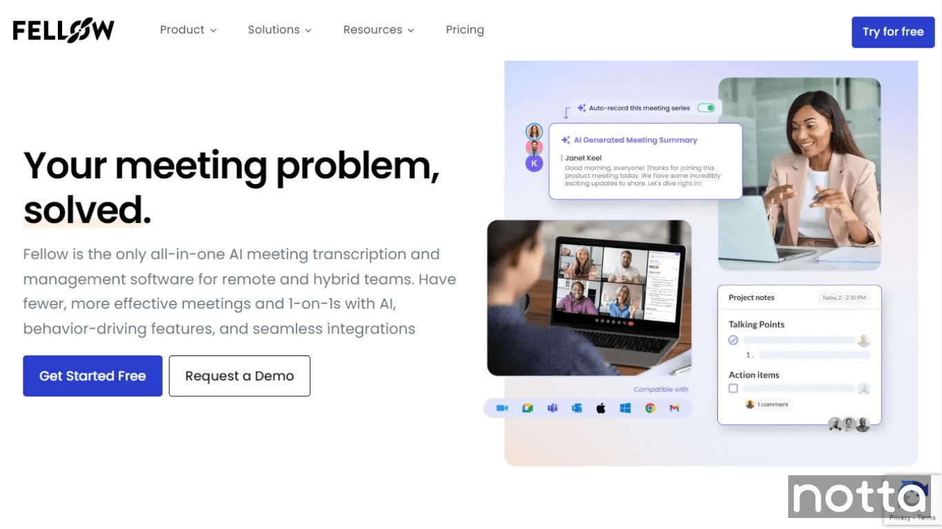 Record and summarize meetings with Fellow