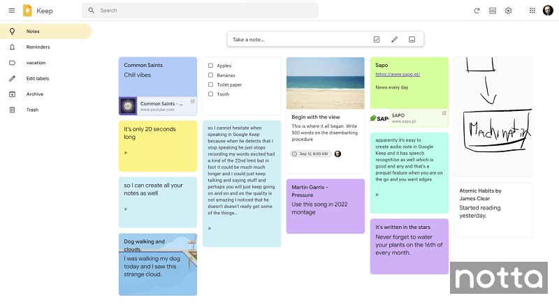 google-keep-user-interface