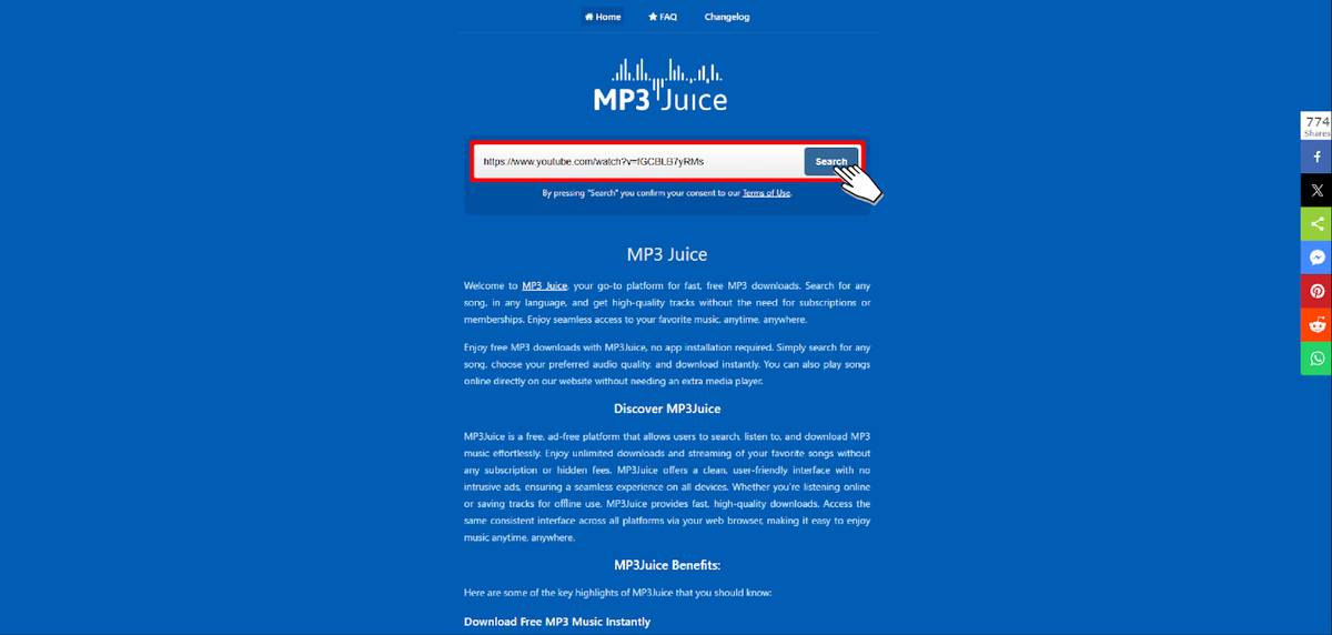 MP3Juices_URL貼り付け