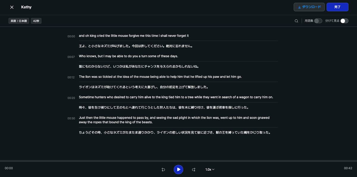 Papago　音声翻訳画面2
