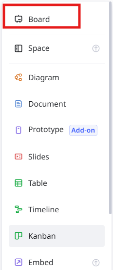 「Board」をクリックします。