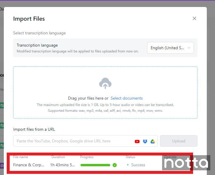 Transcribe a Video with Notta