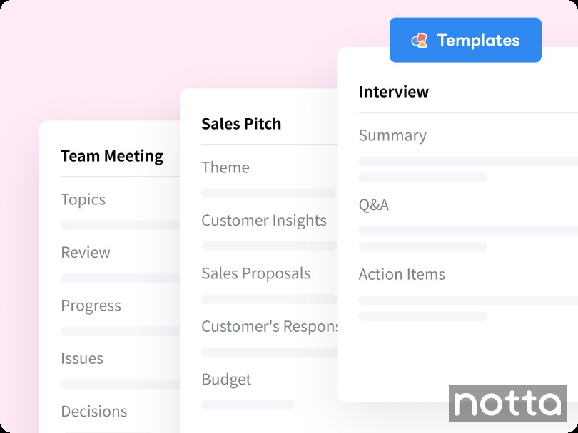 Notta AI templates
