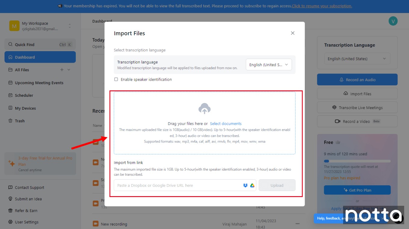 Drag and drop files or add media file URLs