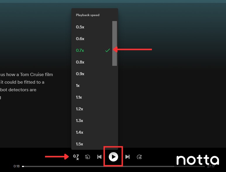 Adjust the playback speed in Spotify