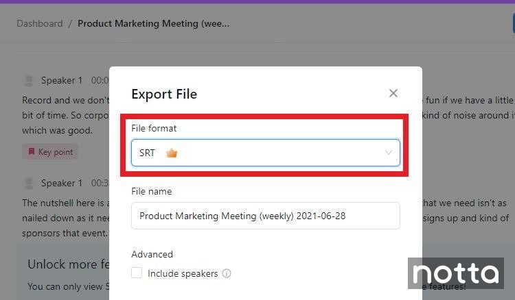 Export your transcript
