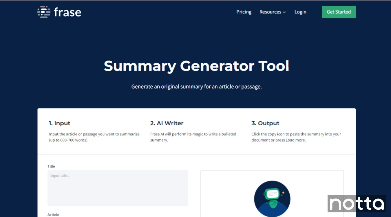 Frase summary generator tool