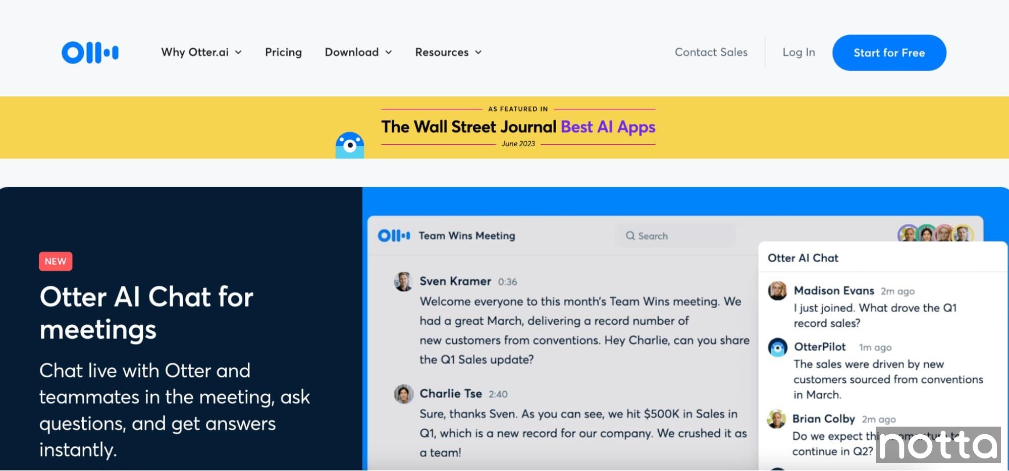 Otter.ai homepage