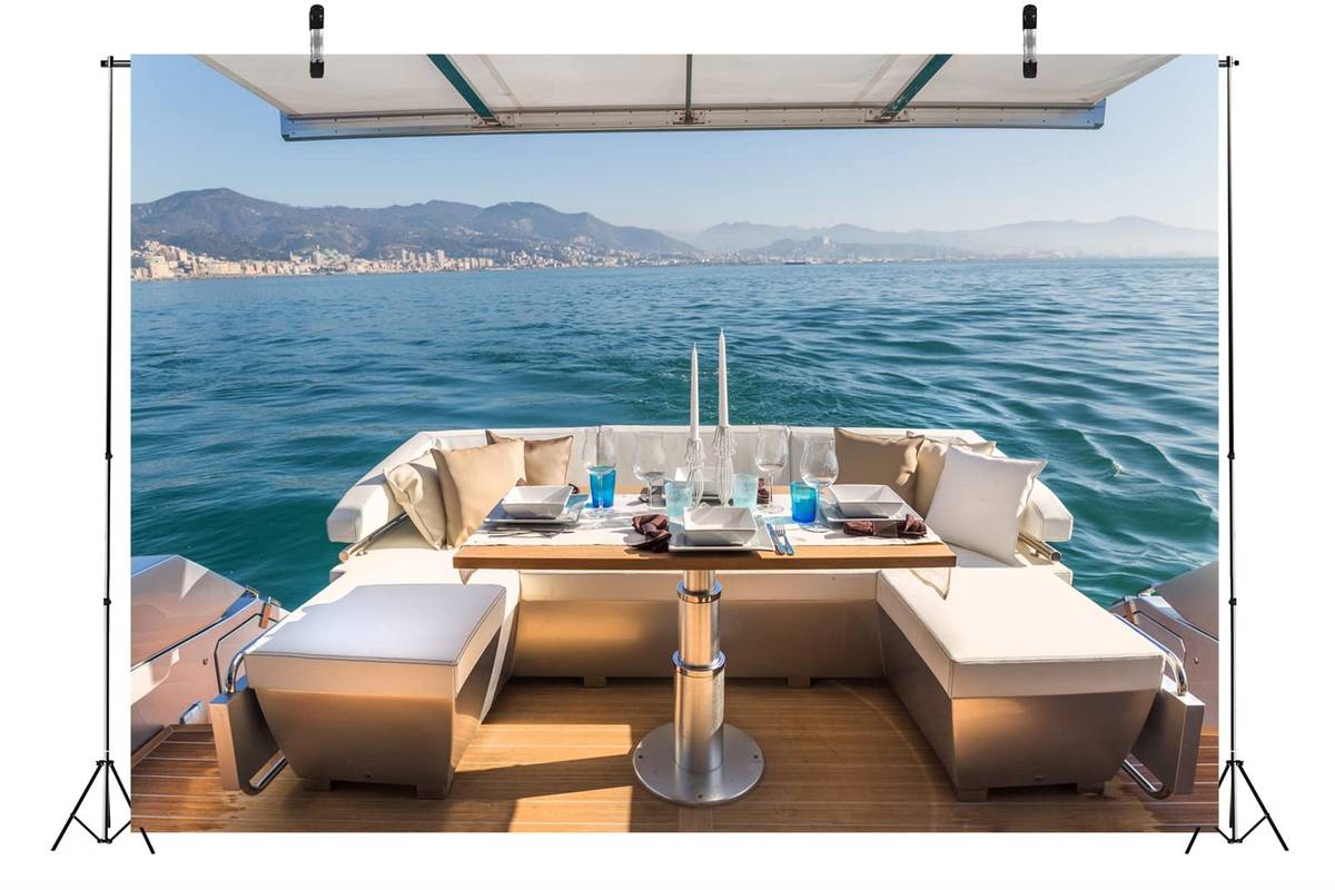 Luxury Yacht with a sea background