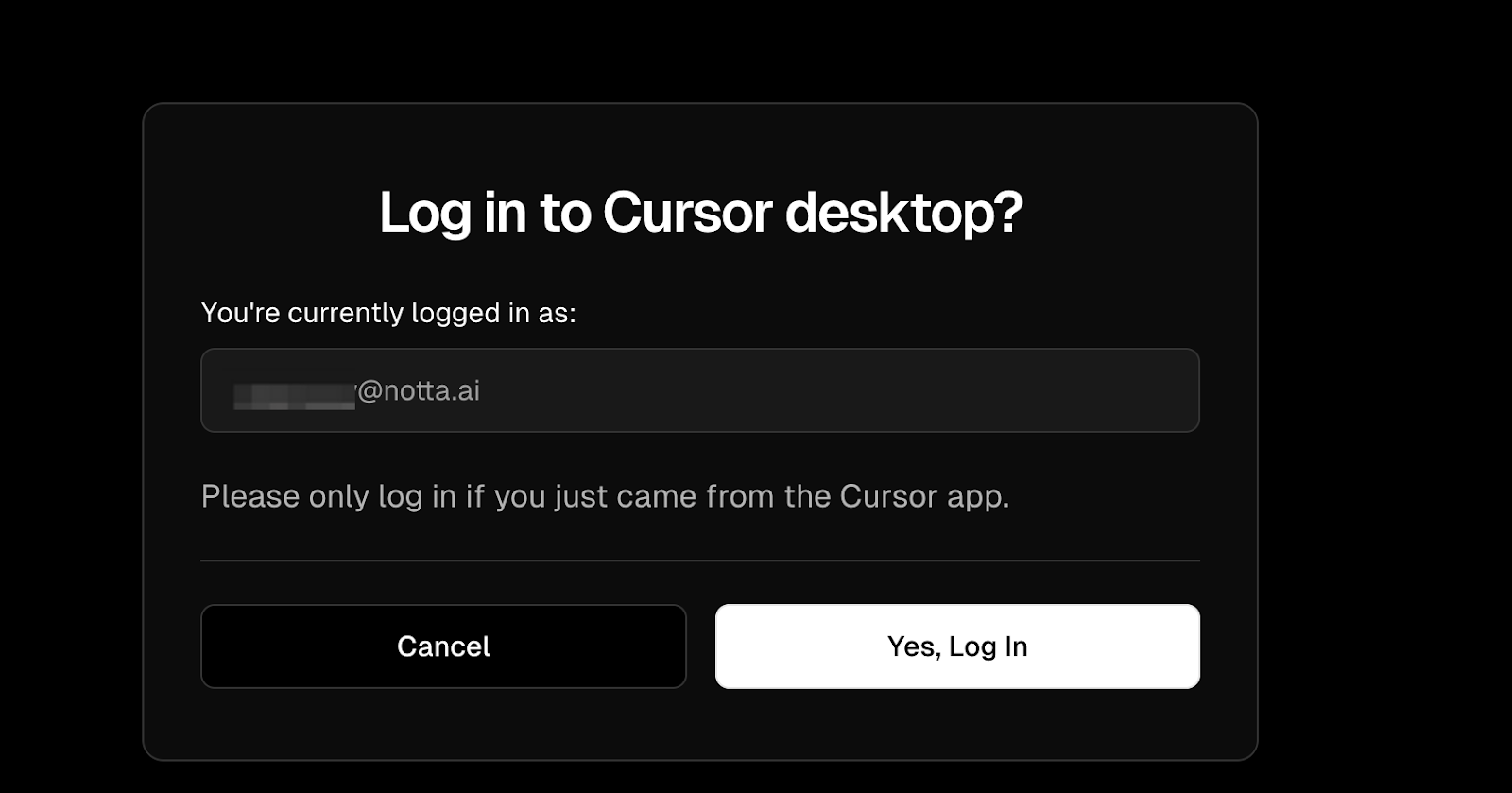 Cursorログイン画面