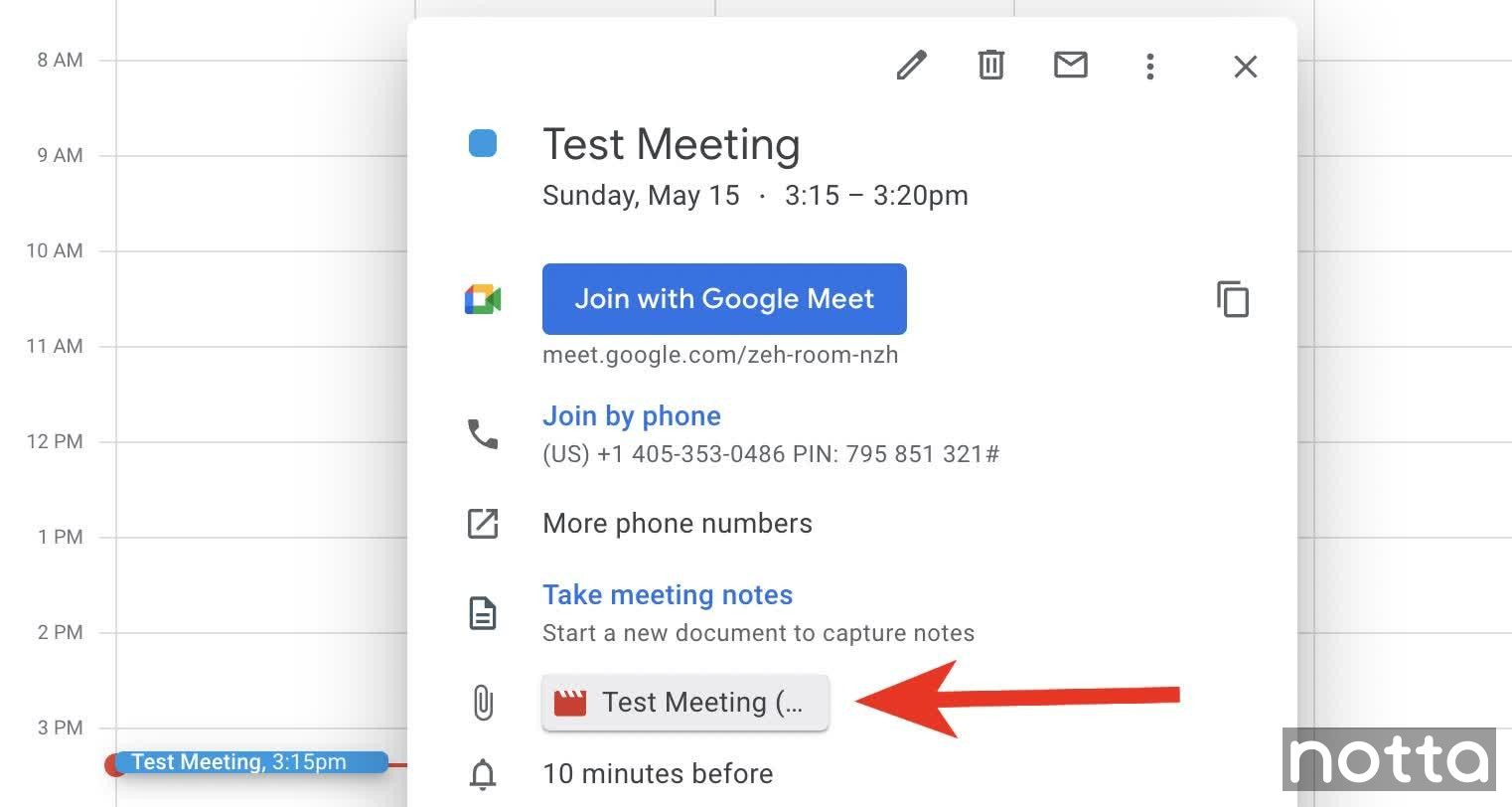 attached to the Calendar event