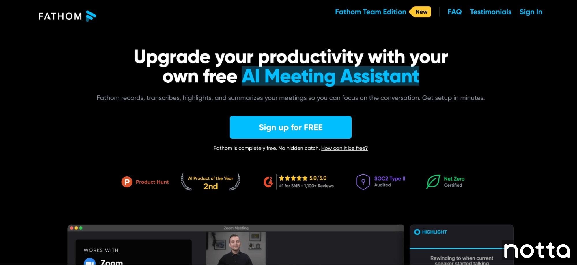 Fathom.video homepage