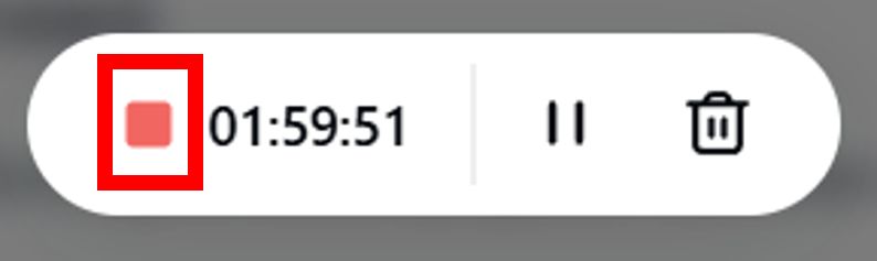 録画を終了するときは、赤い四角いボタンをクリックします