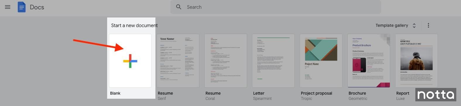 click on ‘Blank’