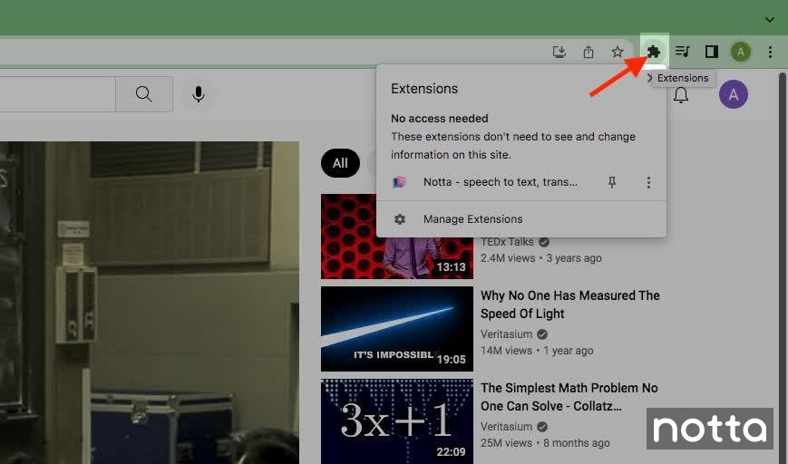 Click on the ‘Extensions’ button