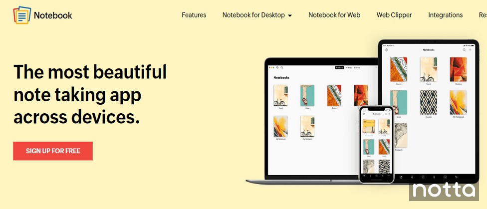 Zoho Notebook homepage