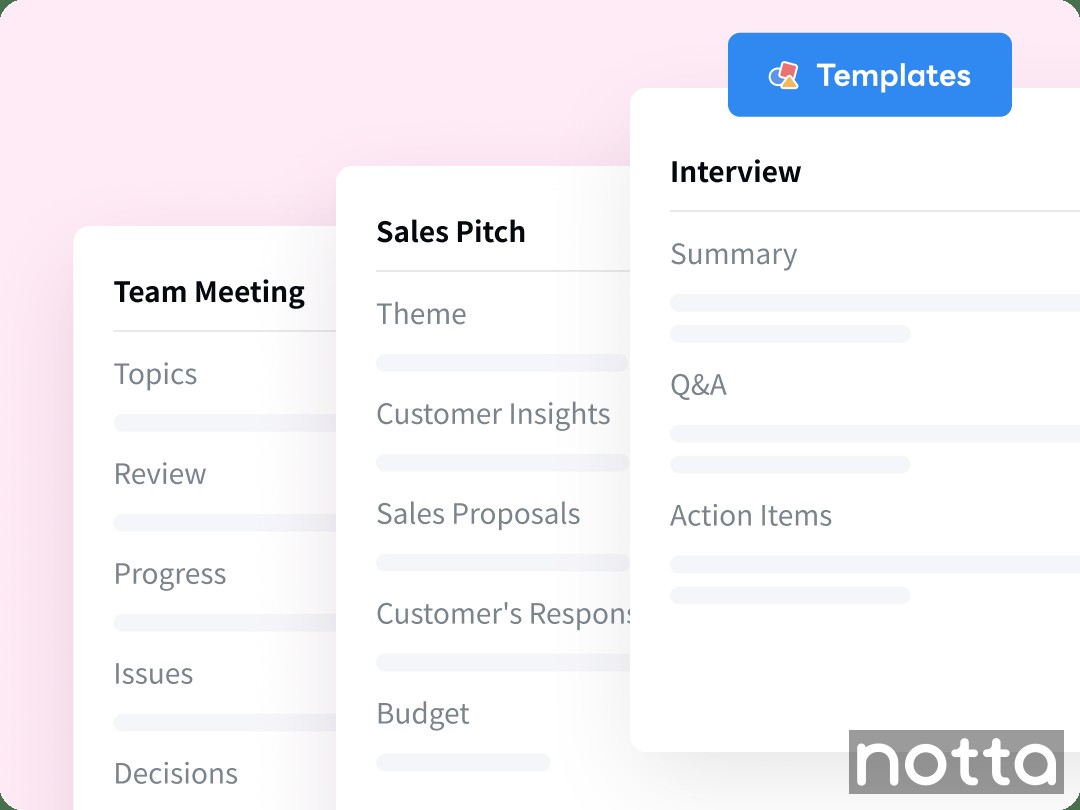 Notta AI templates